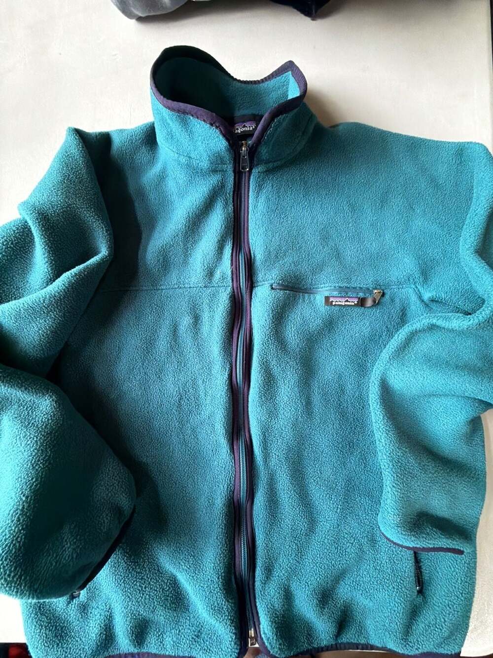 Patagonia Full Zip Fleece Jacket Size L Teal Turquoise Vintage USA